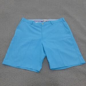 Peter Millar Shorts Mens 36 Blue Chino Performance Crown Golf Flat Front